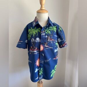Toddler Volcom 4T Blue Hawaiian Island short sleeve shirt